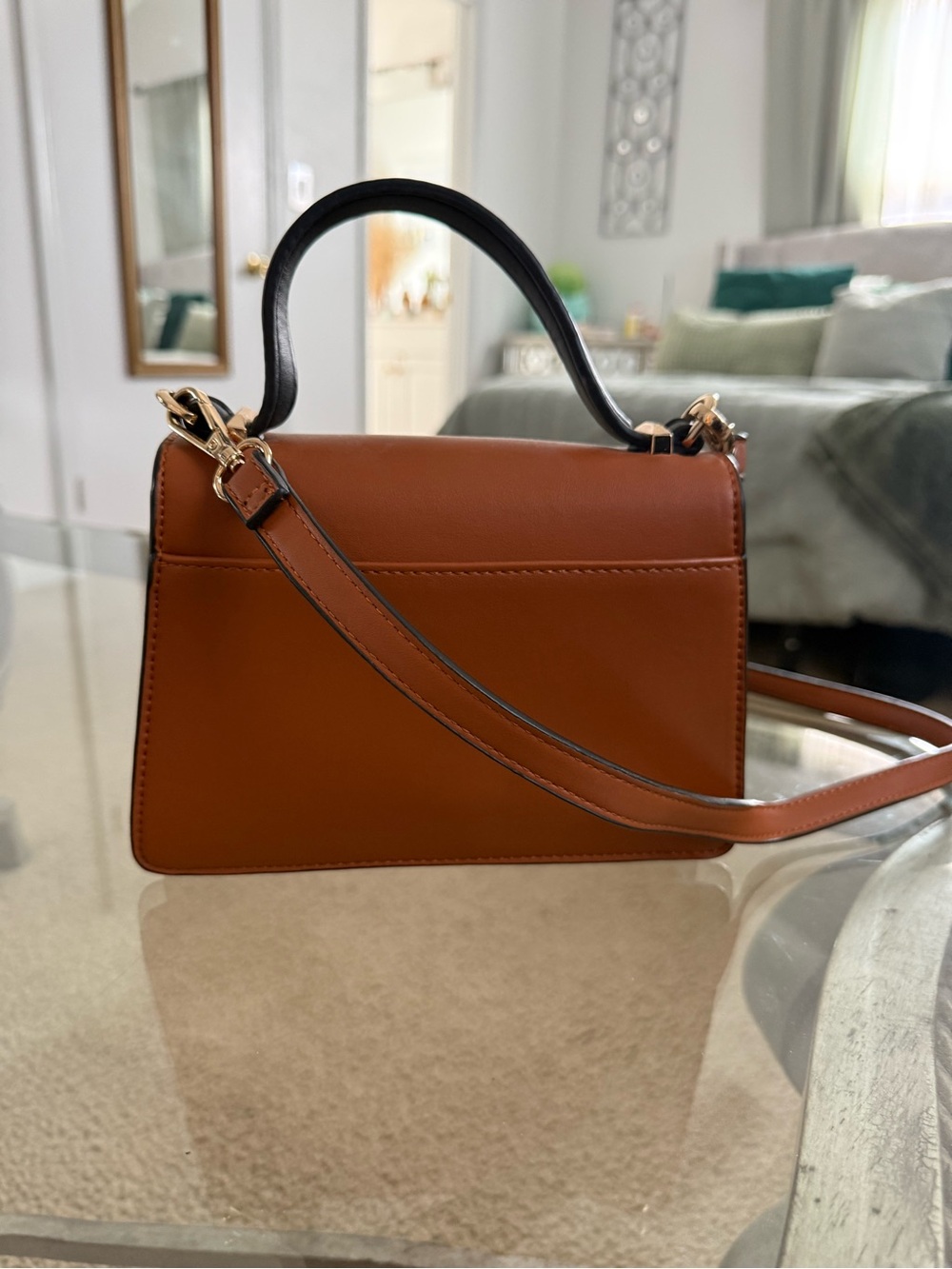 Beige & Cognac Structured Mini Bag - Picture 6 of 7